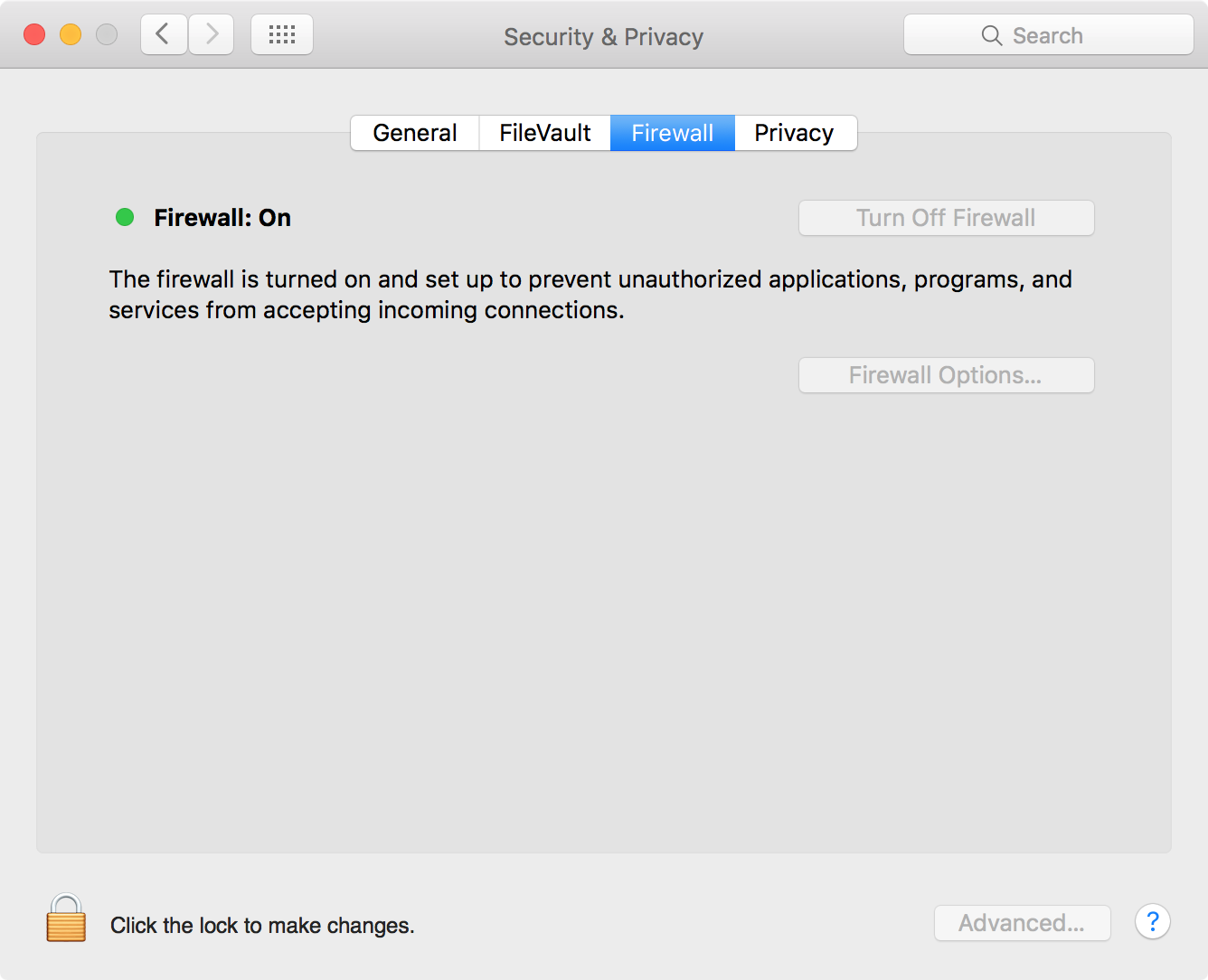 Mac OS X Firewall Settings