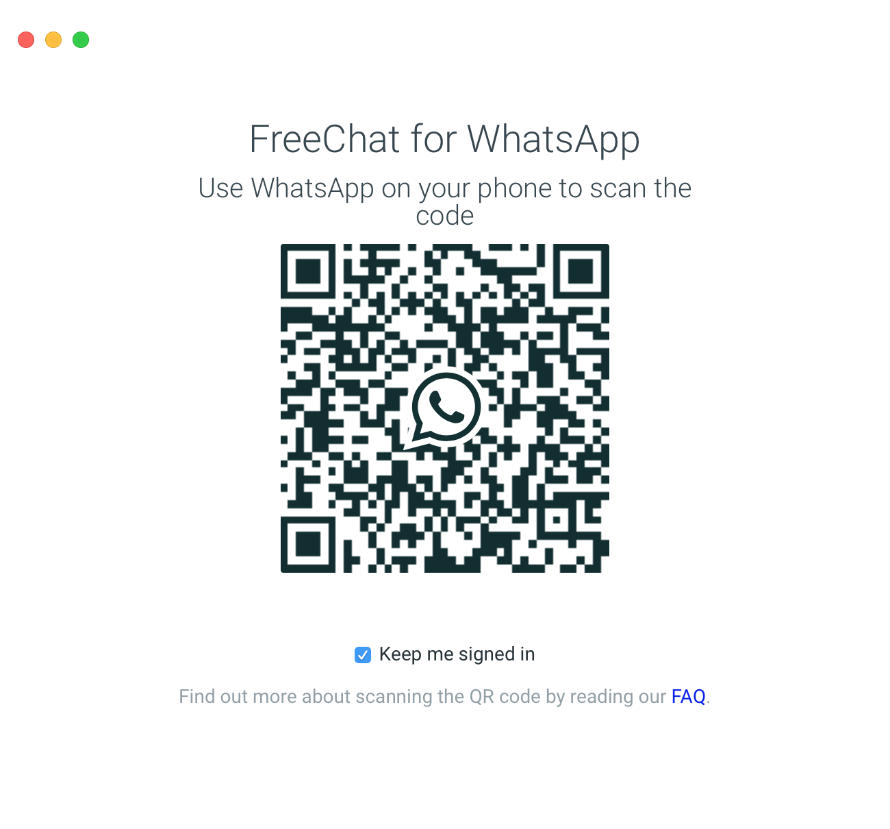 WhatsApp Messenger Mac OS X Desktop App QR Code for Pairing