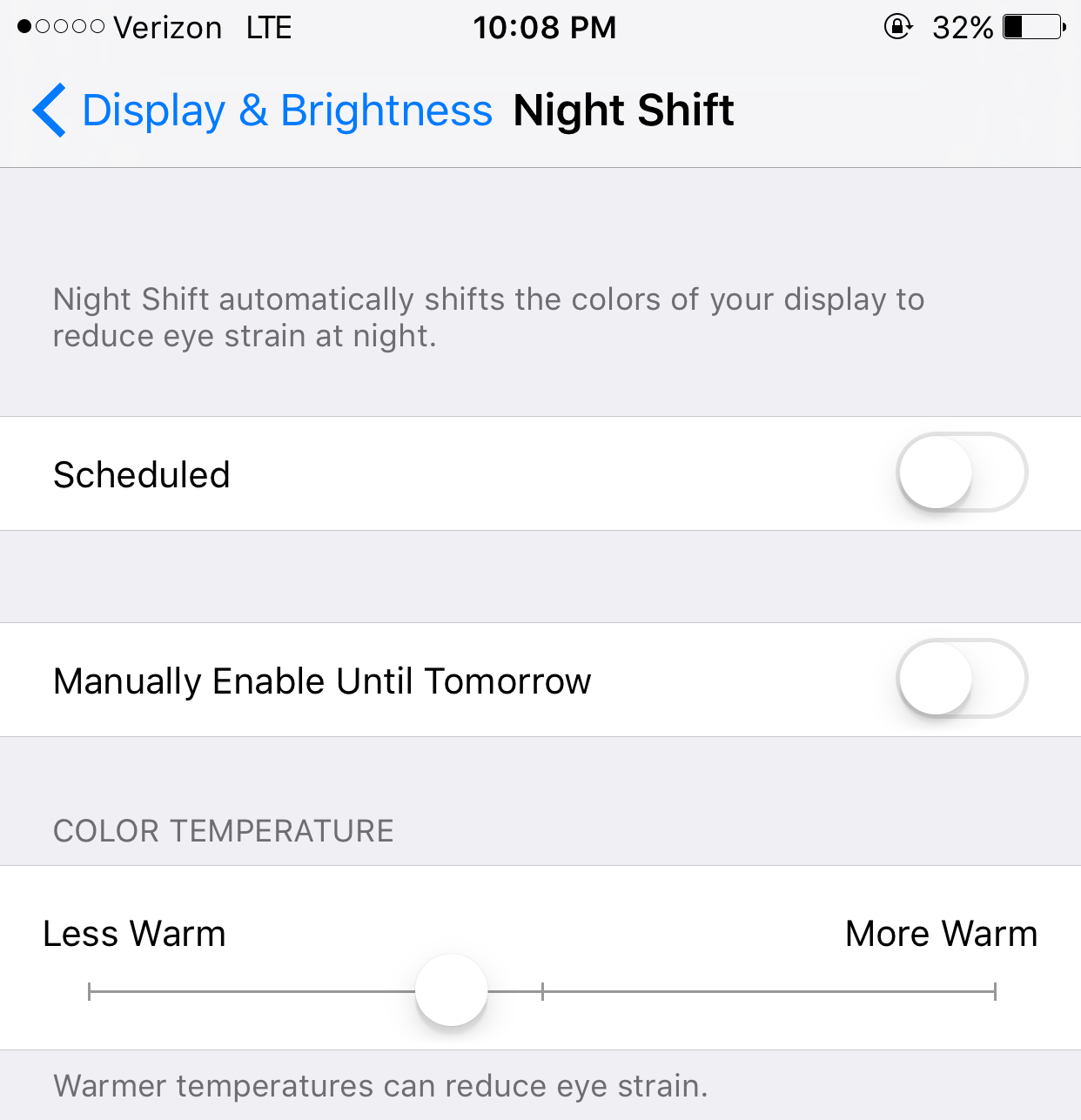 iOS 9.3 beta 5 Night Shift mode enable until tomorrow