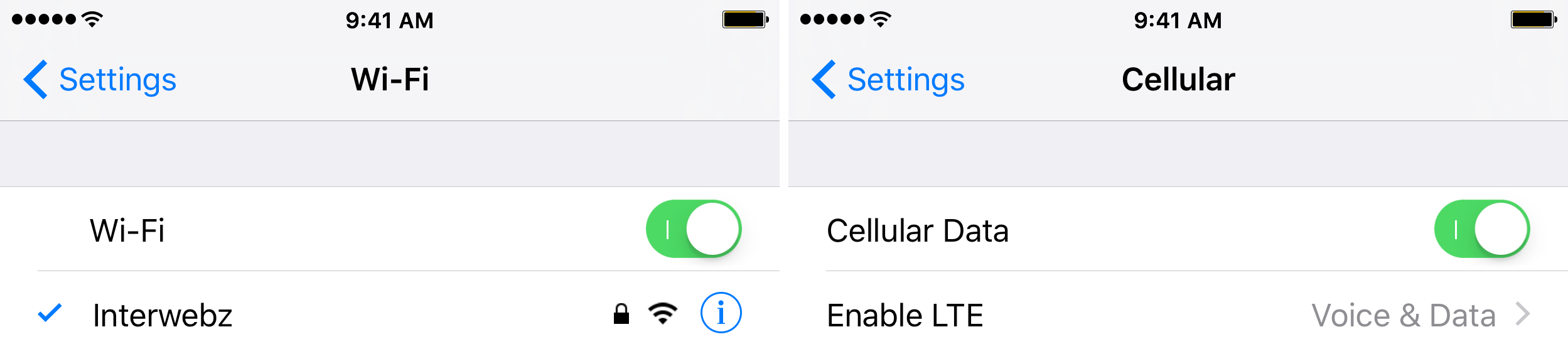 ios wi-fi and cellular settings