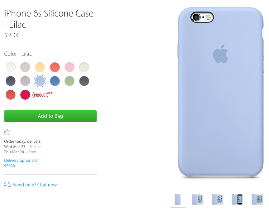 APPLE Cover in Silicone per iPhone 6s Lavanda
