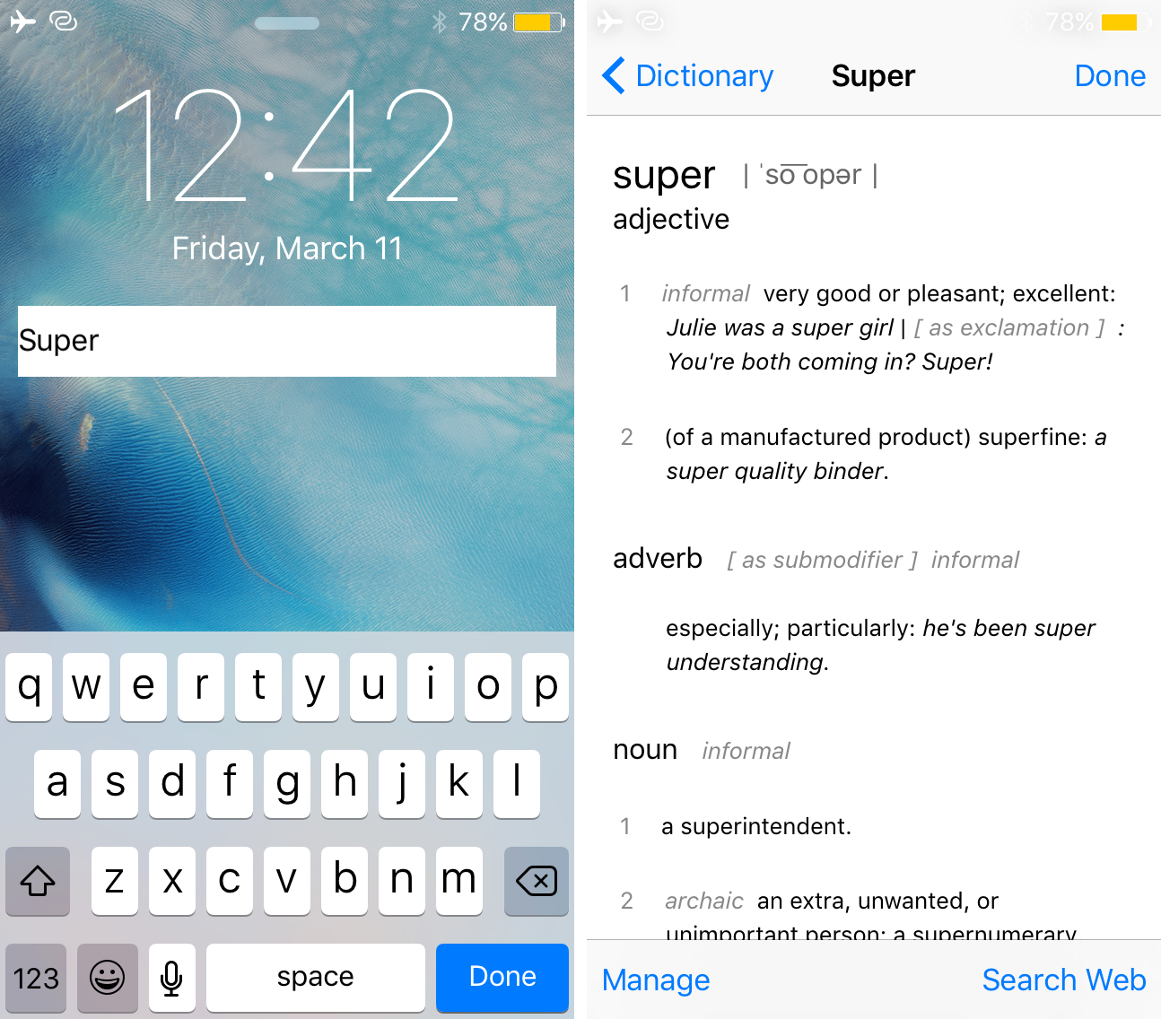 locktionary dictionary on iOS lock screen