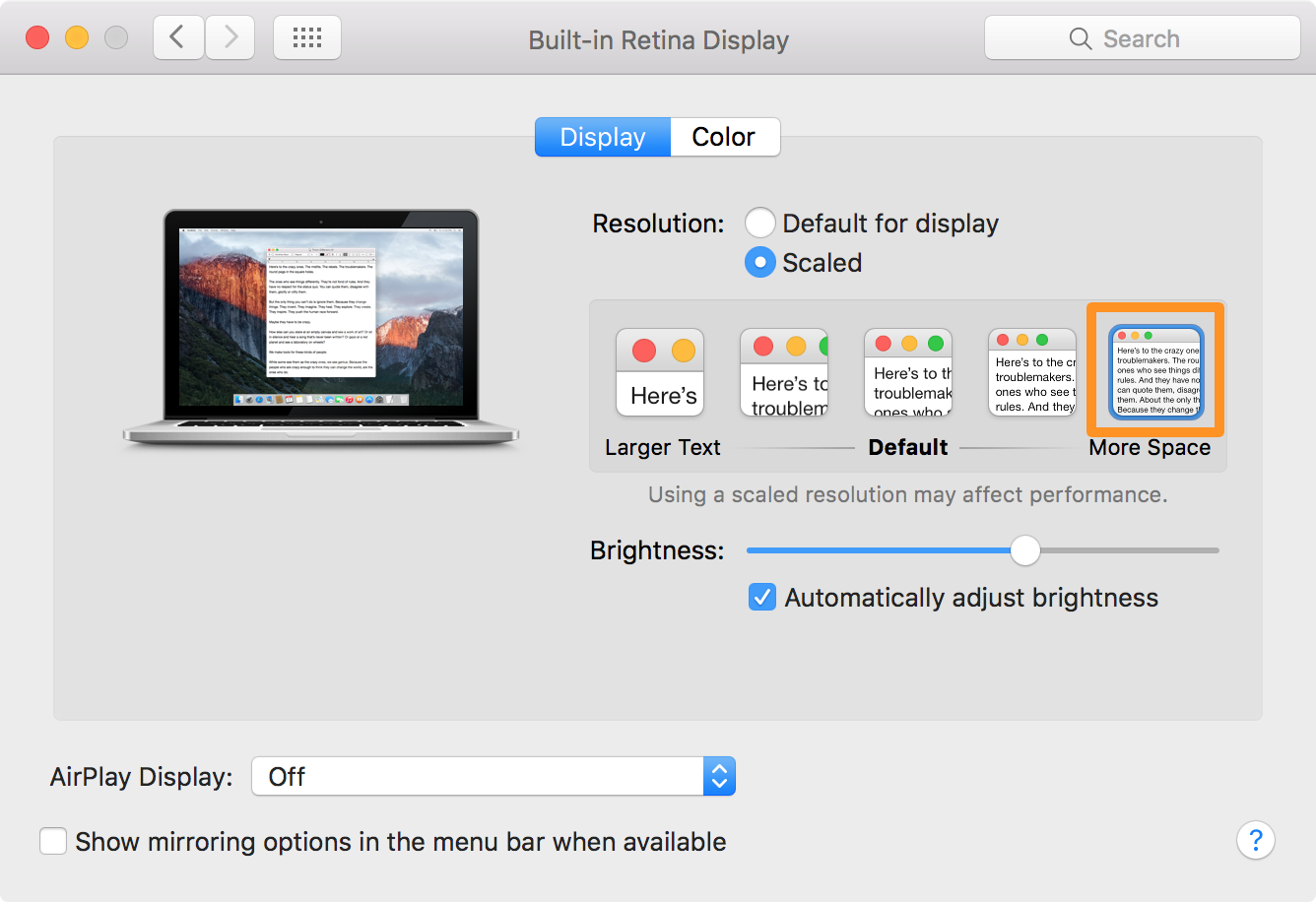 More space on Mac screen