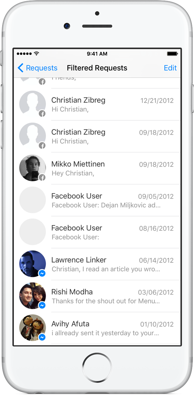 Facebook Messenger for iOS Filtered Requests iPhone screenshot 005