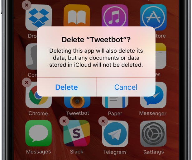 Home screen delete app prompt iPhone screenshot 001