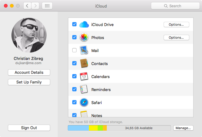 iCloud Preferences on Mac