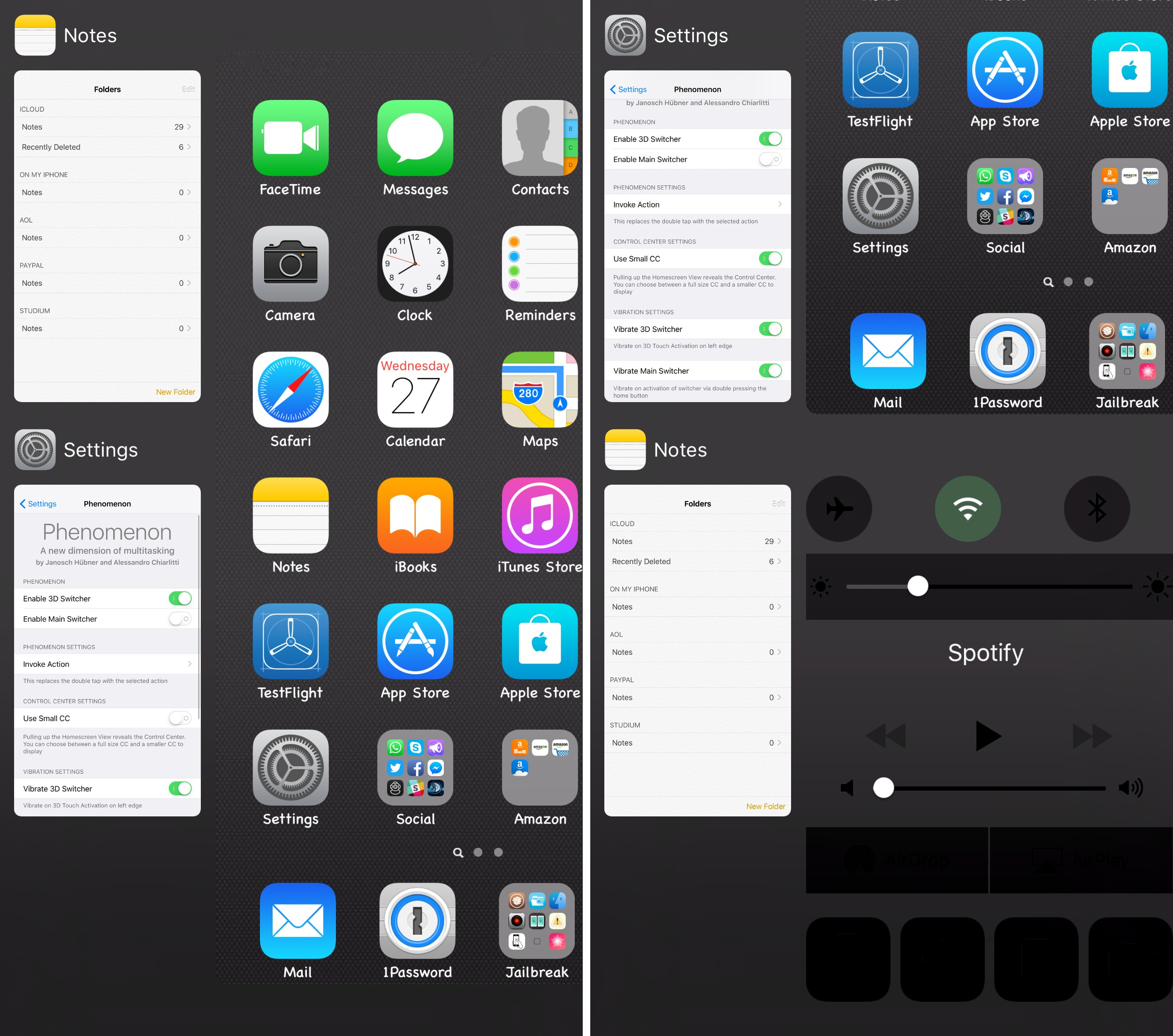 Phenomenon a new app switcher and control center for iOS 9