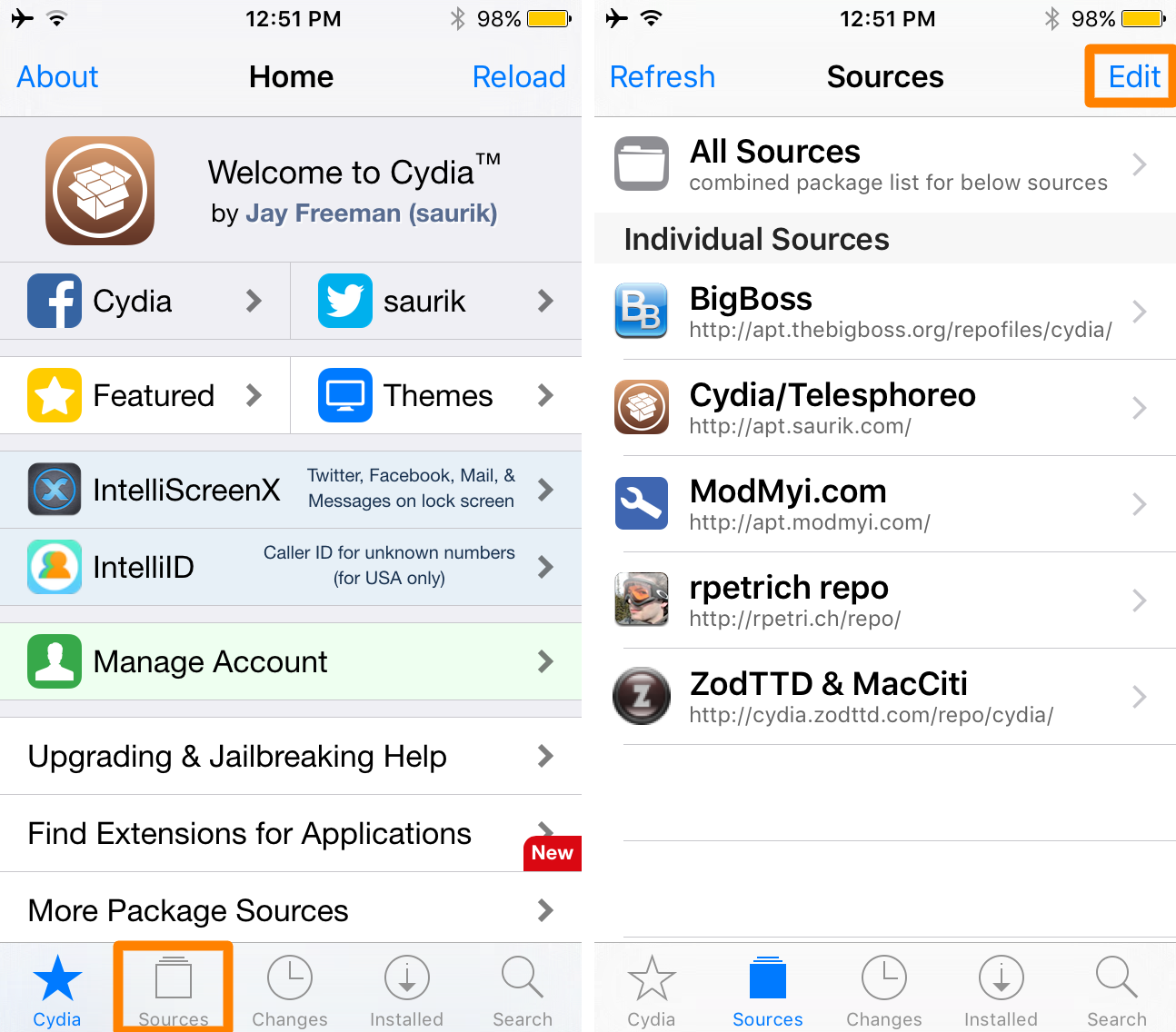 Removing and adding a third-party repository to Cydia 1