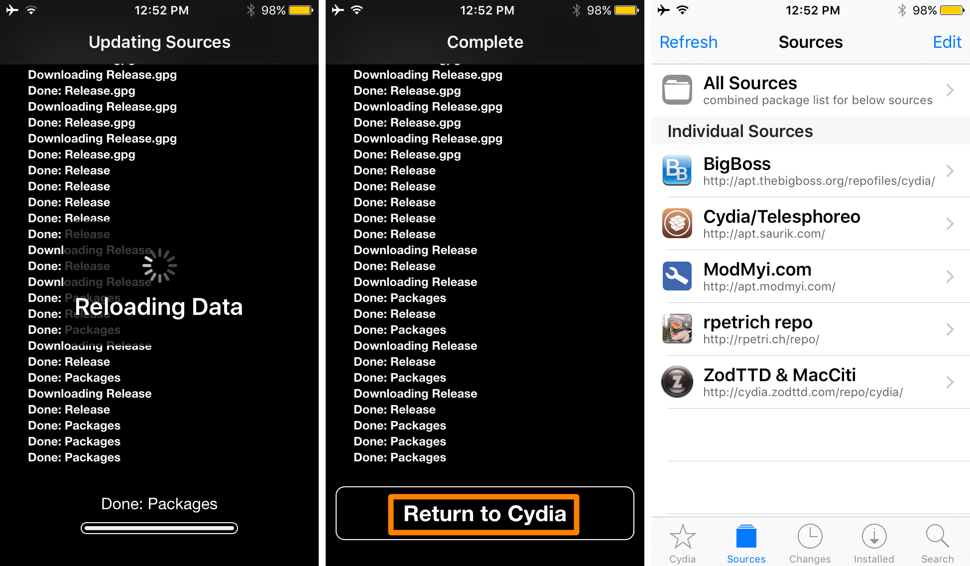 Removing and adding a third-party repository to Cydia 4