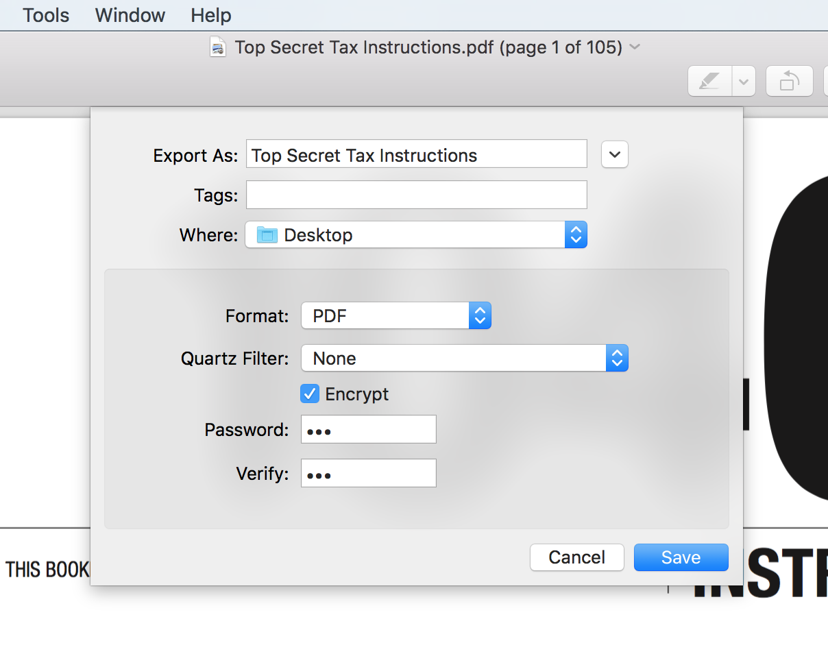 password protect PDF Mac - encrypt