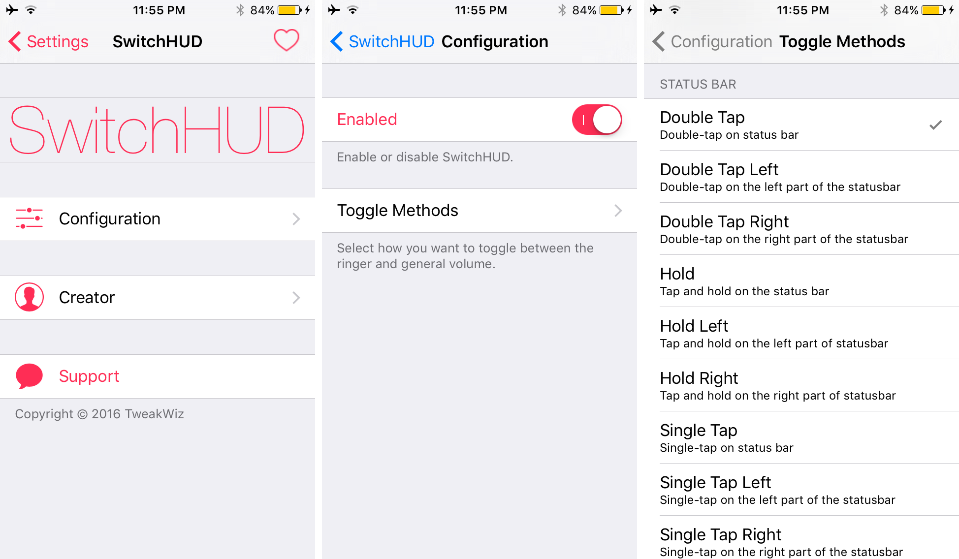SwitchHUD-voorkeurenpaneelopties om te configureren