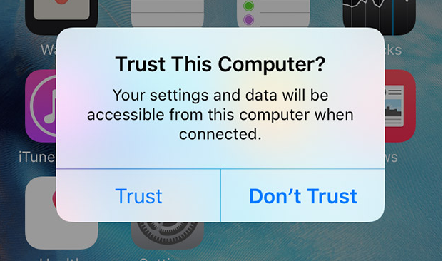 Image result for ipad trust computer prompt