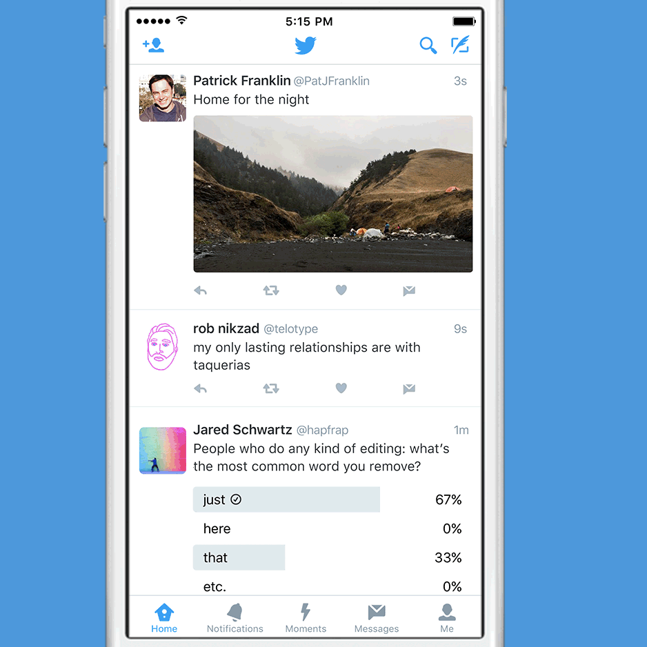 Twitter launches Direct Message button in timeline