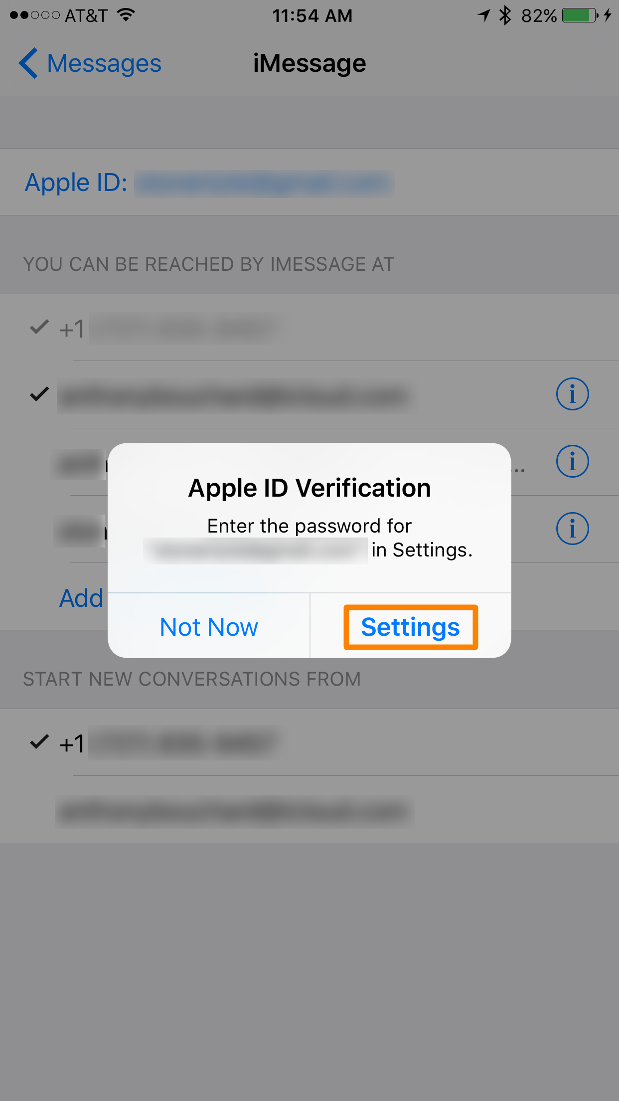 iMessage new email verify Apple ID