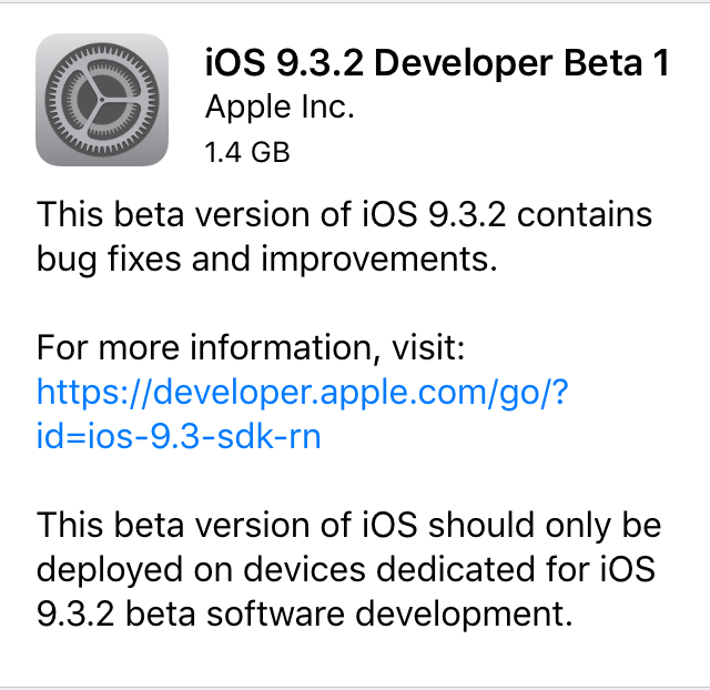 ios 9.3.2 beta 1