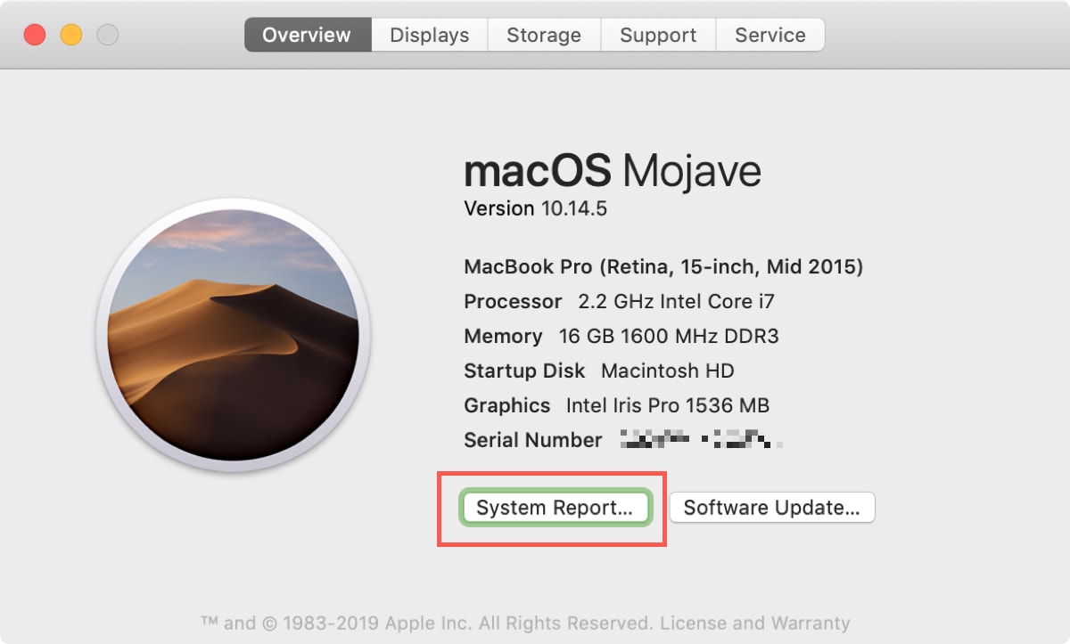 About This Mac System Report button - Updated