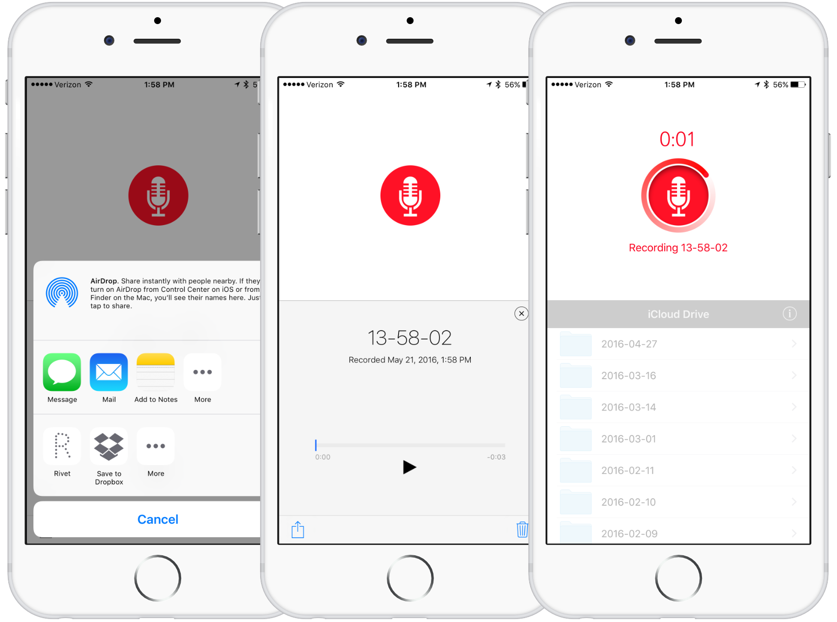 best voice recording apps for iphone and ipad - Just Press Record Screenshots