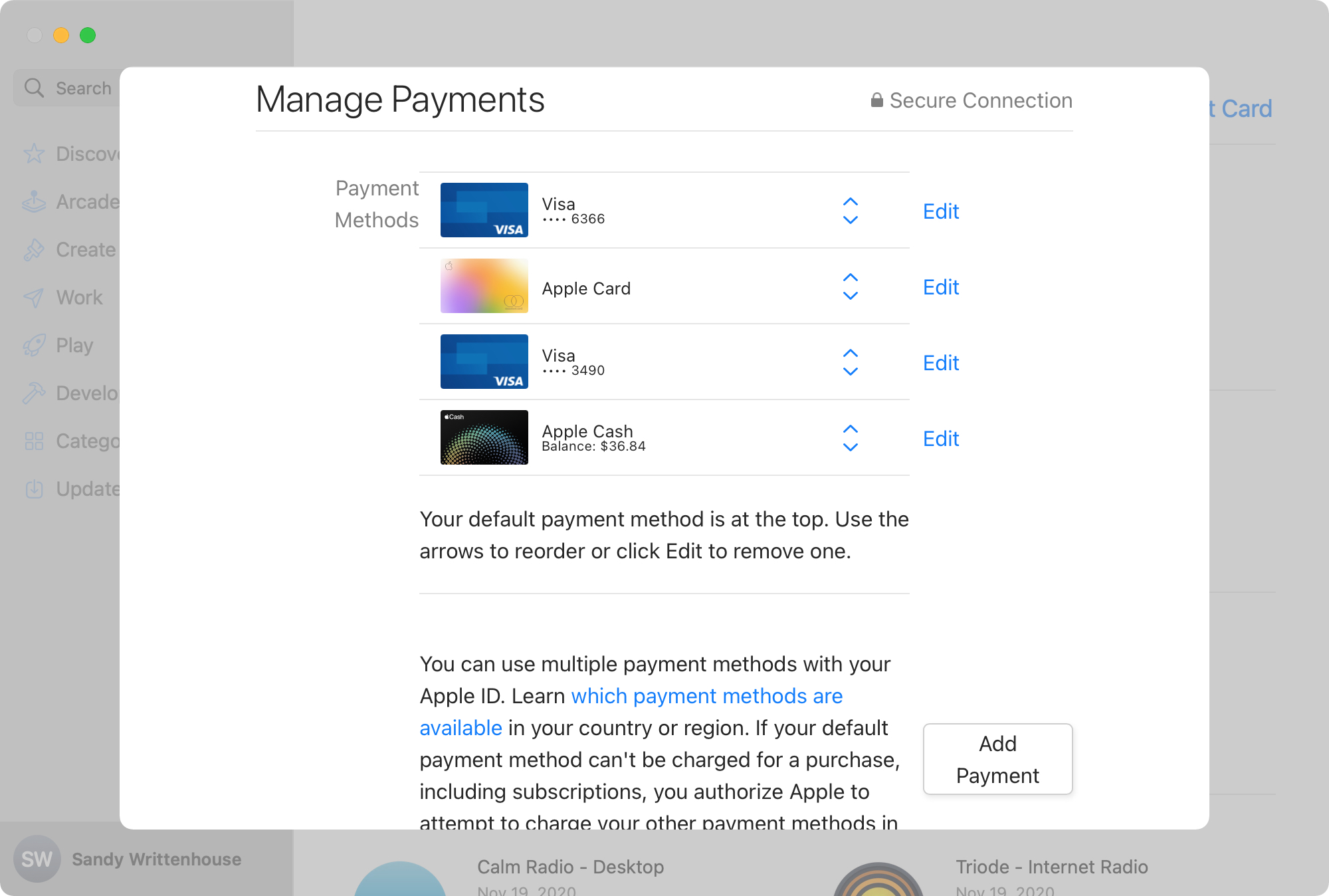 Manage Payments in the App Store on Mac