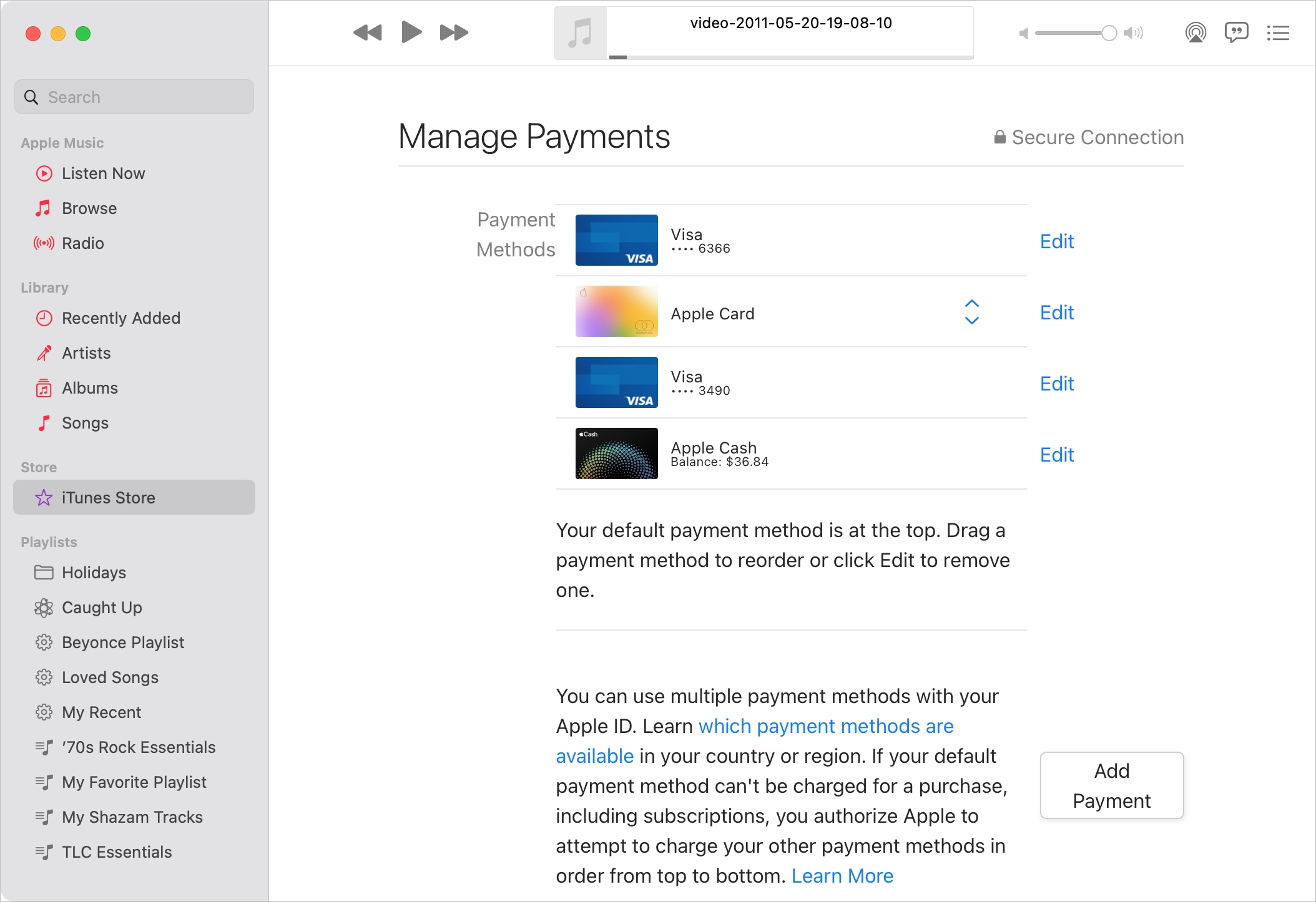 Manage Payments in Music on Mac