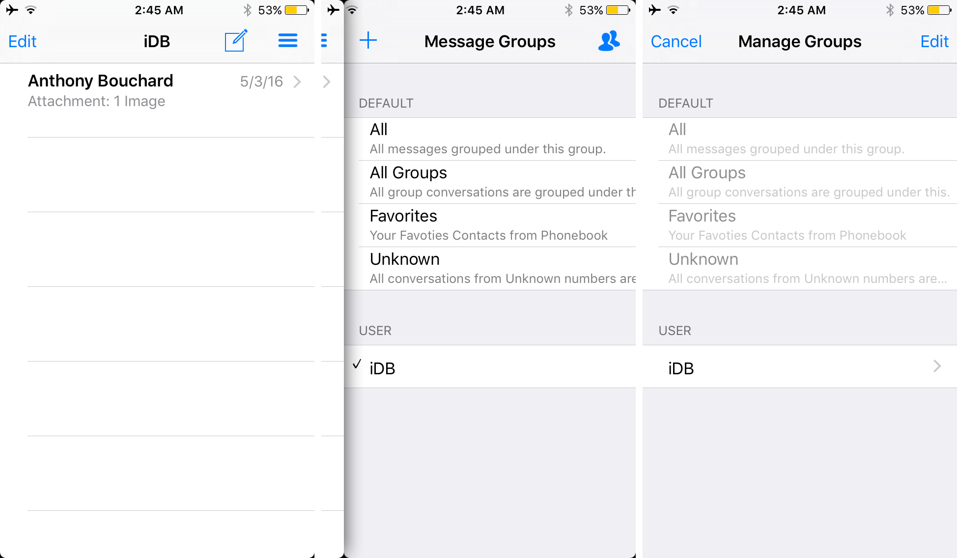 Message Groups Messages App UI