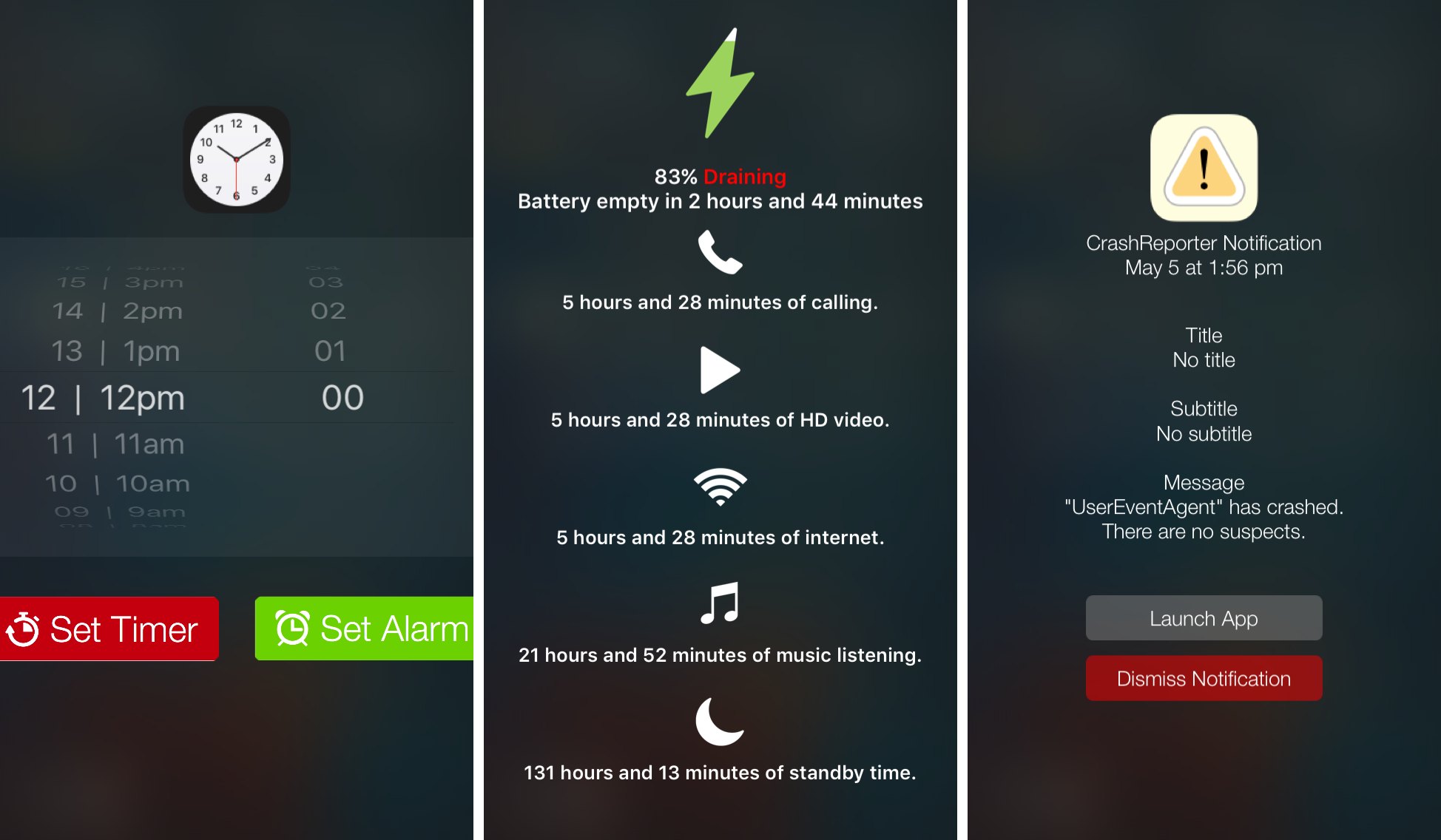 PersonalAssistant Alarms Battery and Notifications