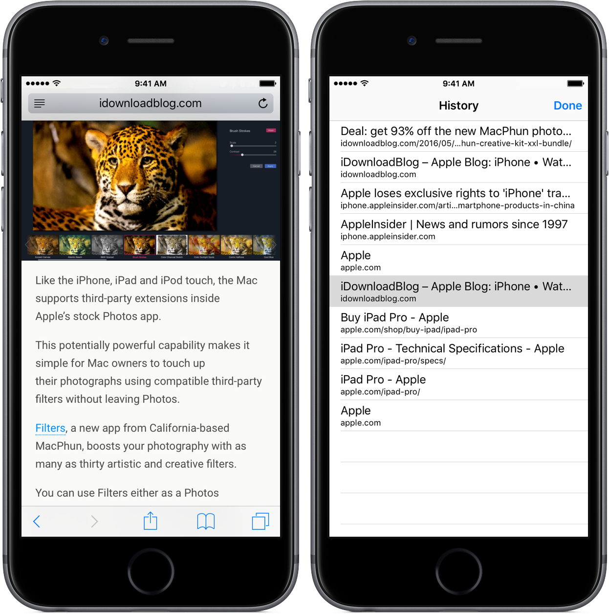 iOS 9 Safari view tab history iPhone screenshot 001