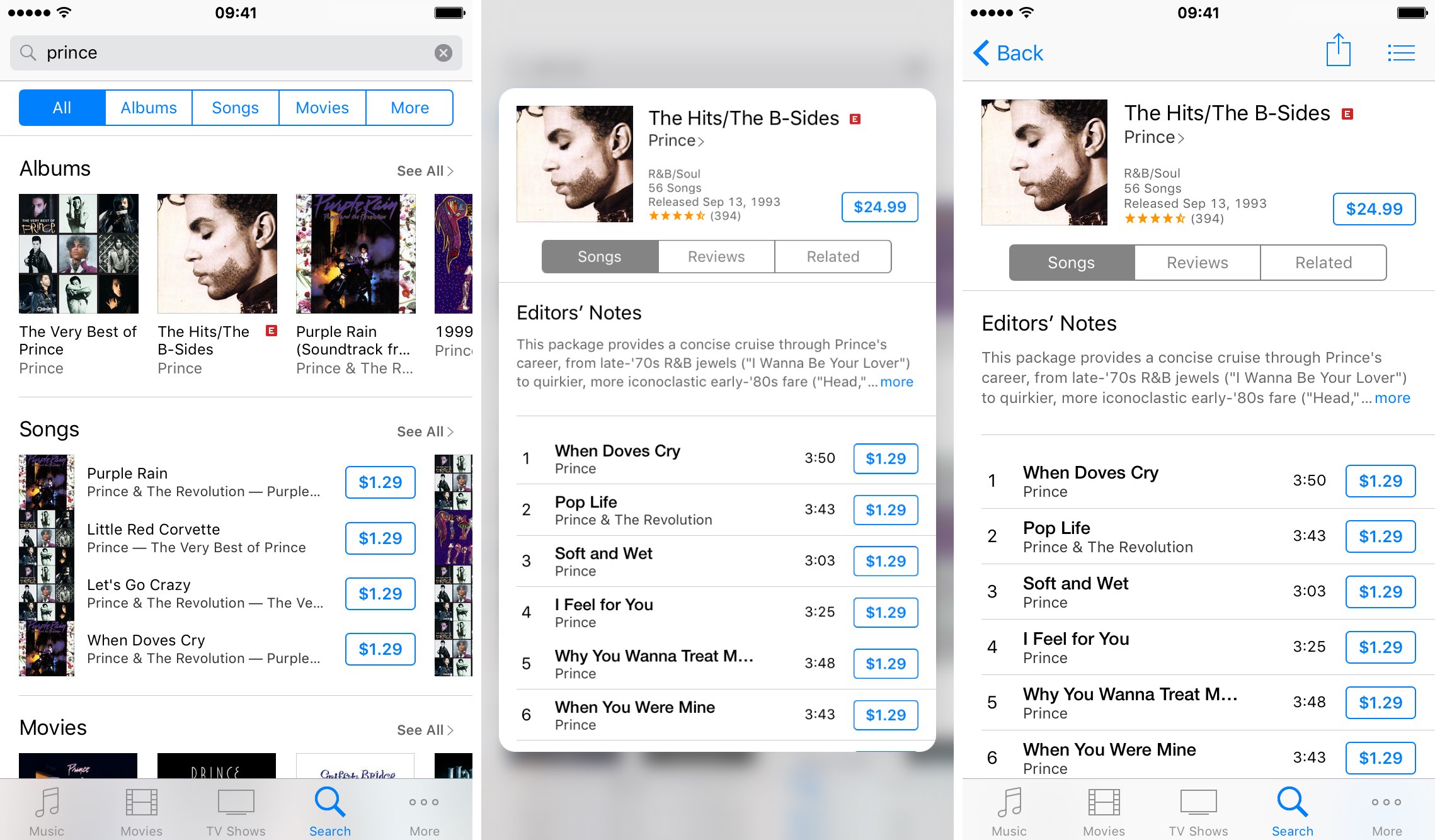 iOS 9.3 3D Touch Aperçu des albums de l'iTunes Store Capture d'écran de l'iPhone 001