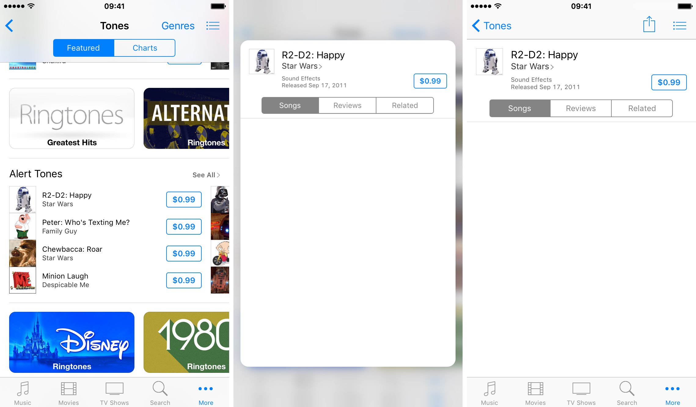 iOS 9.3 3D Touch iTunes Store aperçu des sonneries capture d'écran iPhone 001