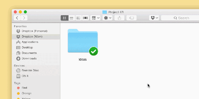 Dropbox for Mac Share menu animation