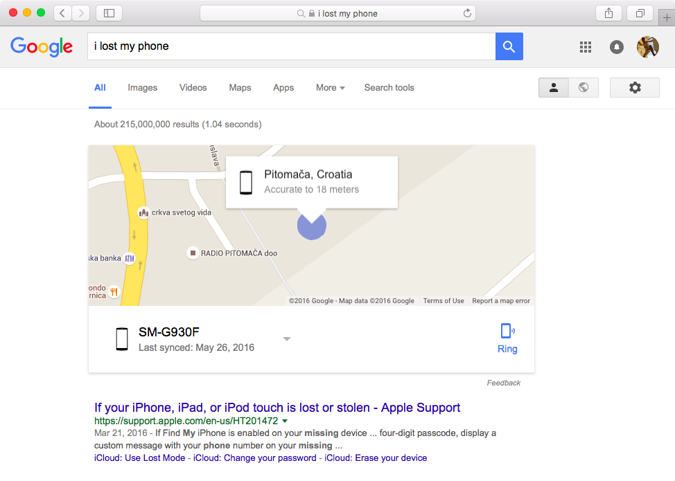Google's My Account webpage rolls out Find My iPhonelike