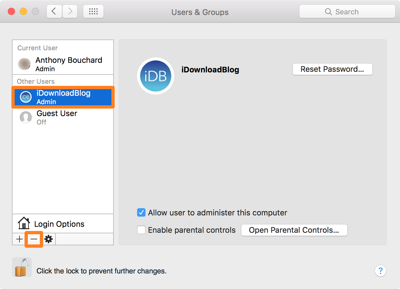 OS X Delete Mac Admin Account