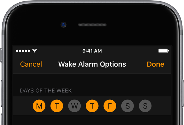 iOS 10 Bedtime Alarm adjusting days space gray iPhone screenshot 001