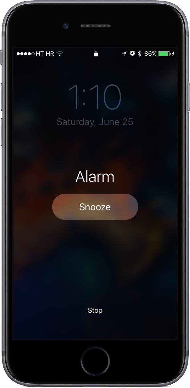 iOS 10 Bedtime Alarm space gray notification silver iPhone screenshot