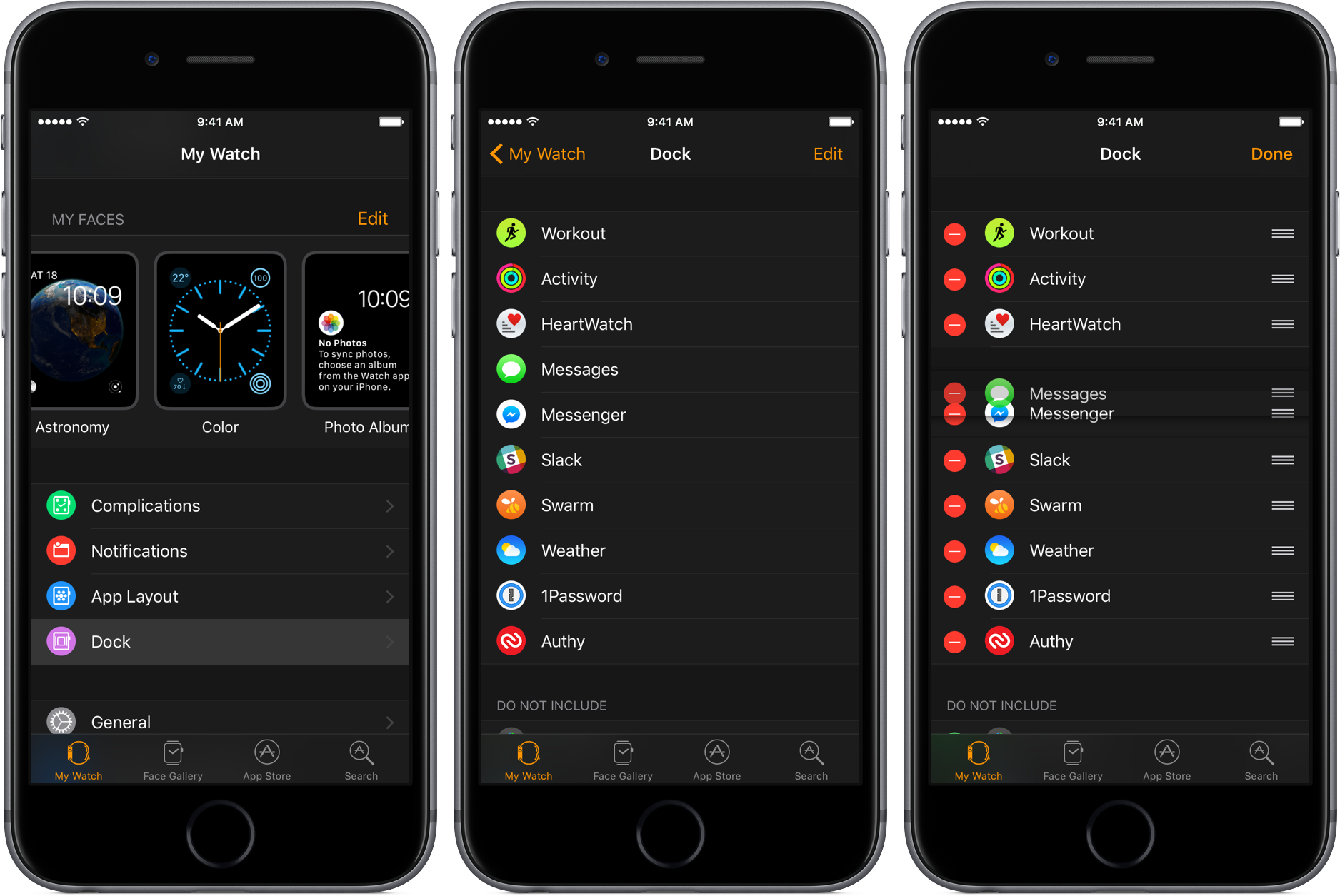 iOS 10 Watch app customize Dock iPhone screenshot 001