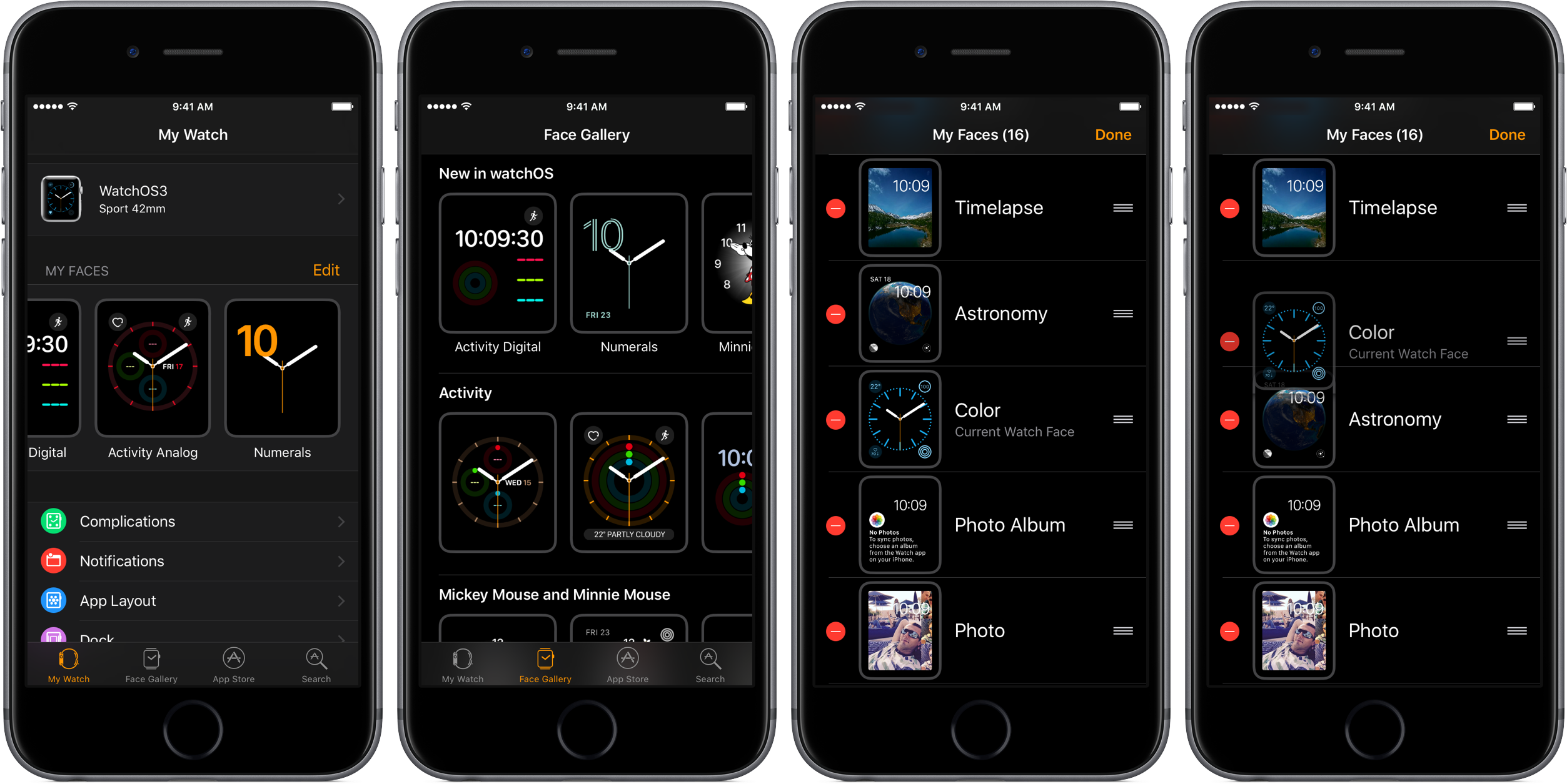 iOS 10 Watch app customize faces iPhone screenshot 001
