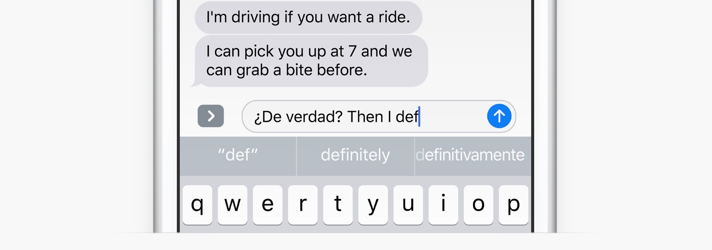 Multilingual typing on iPhone keyboard