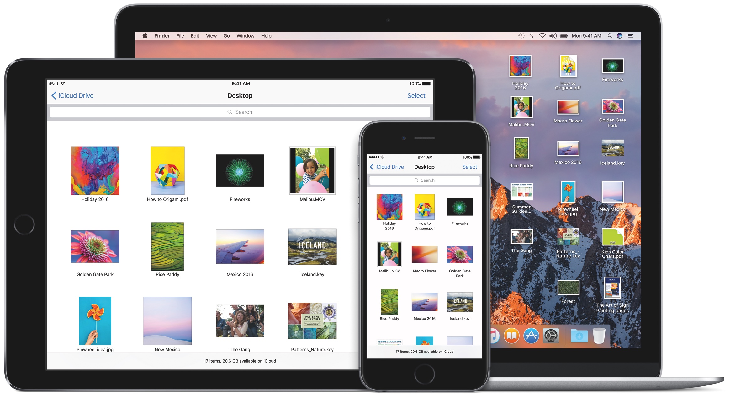 macOS Sierra Desktop Documents iCloud Drive sync all platforms Mac screenshot 001