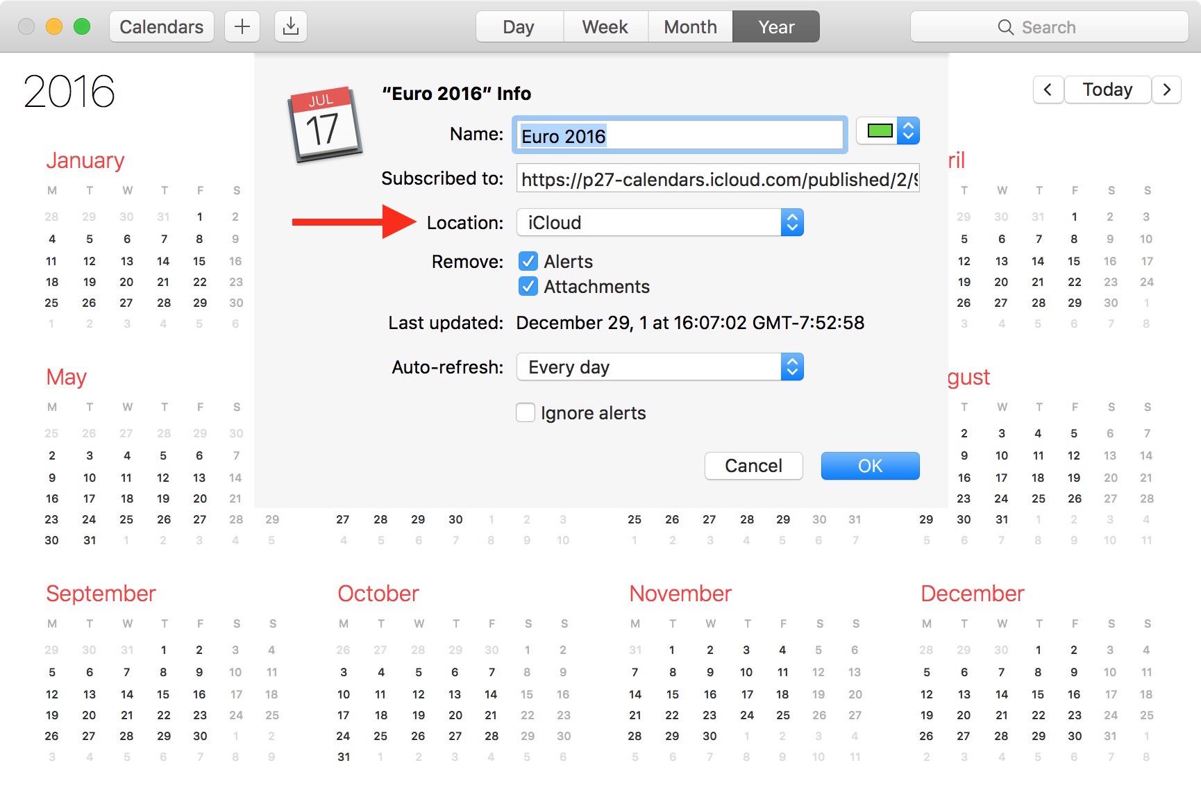 set up iCloud calendar subscription