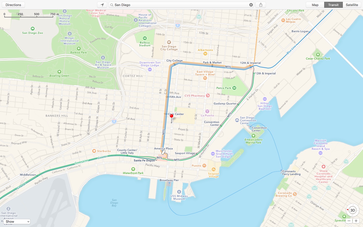 Apple Maps San Diego Transit Mac screenshot 001
