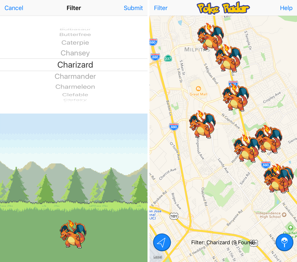 Poke Radar Filter by Pokemon
