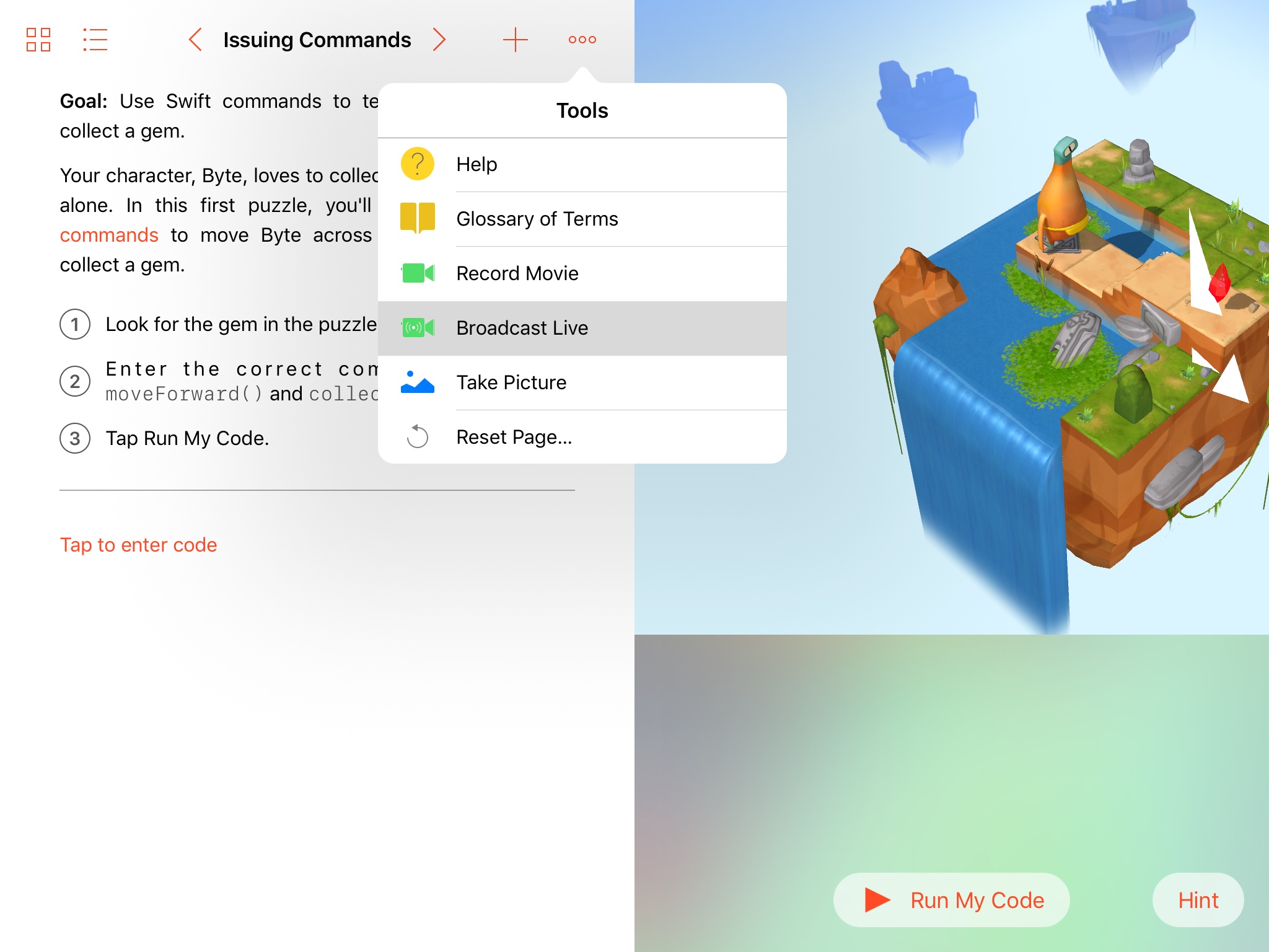 Swift Playgrouds Live Streaming iPad screenshot 002