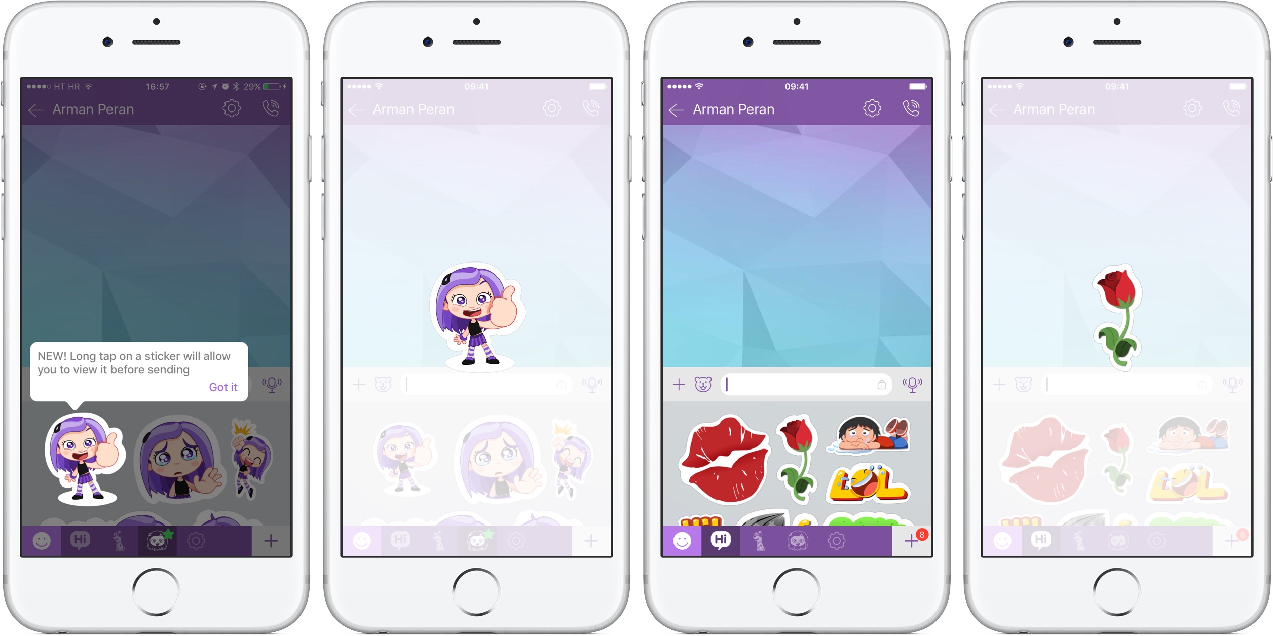 Viber 6.2 for iOS preview stickers silver iPhone screenshot 001