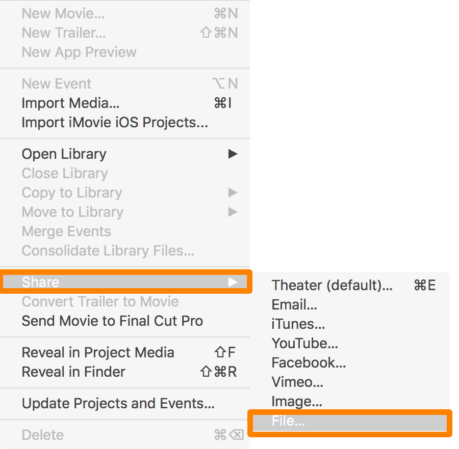 iMovie Export File Mac