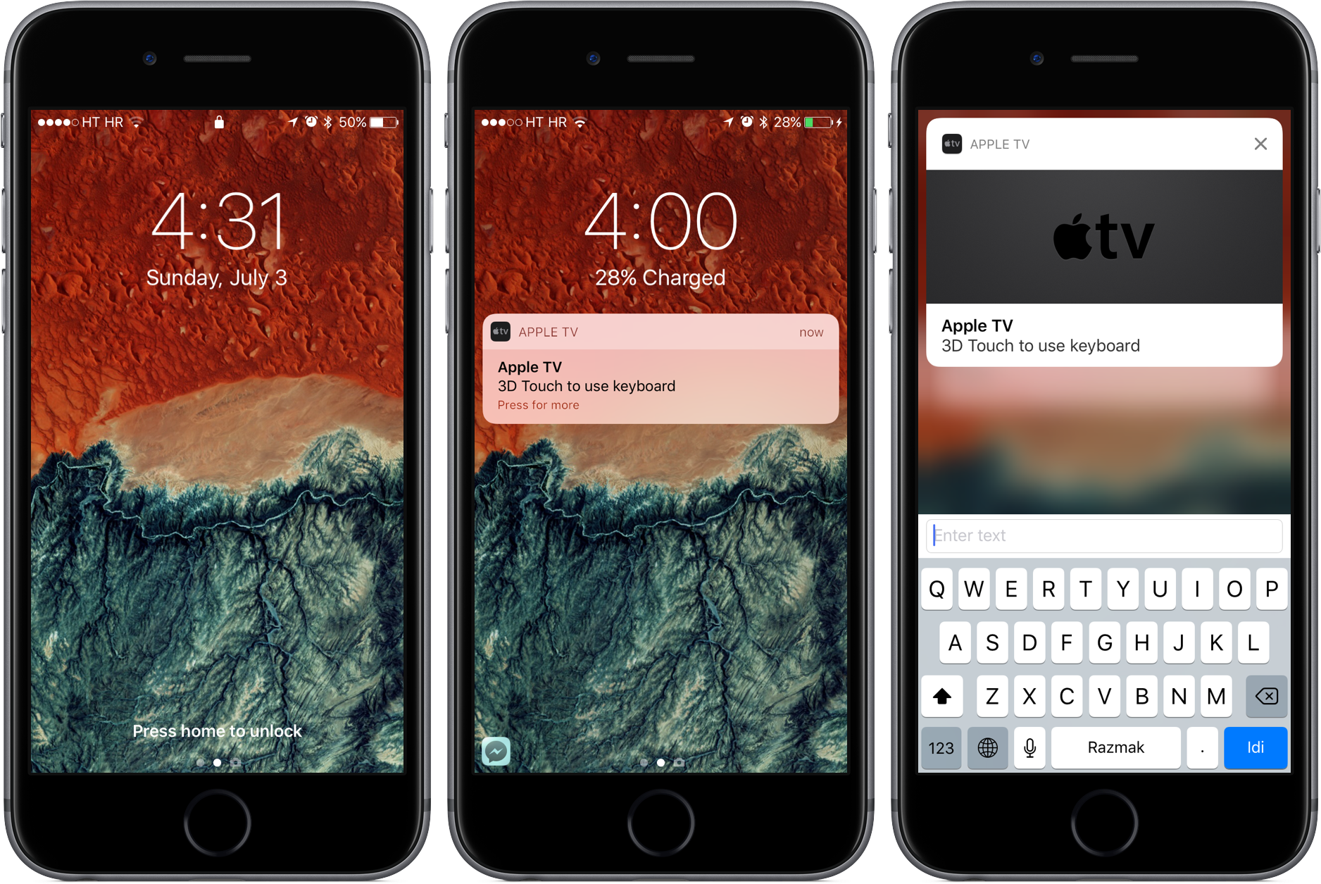 iOS 10 Apple Remote app Keyboard notification Lock screen space gray iPhone screenshot 001