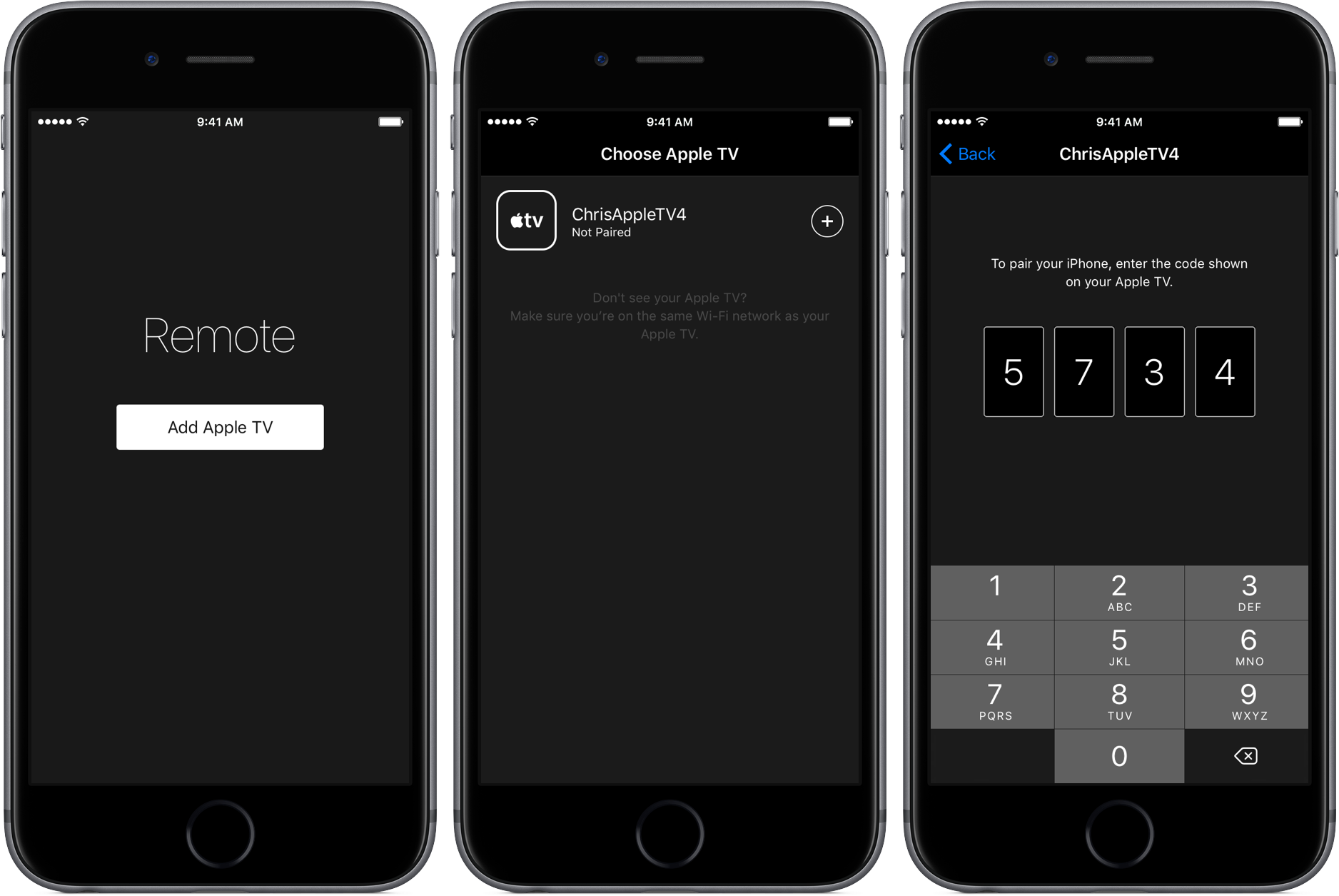 iOS 10 Apple Remote app Pair space gray iPhone screenshot 002