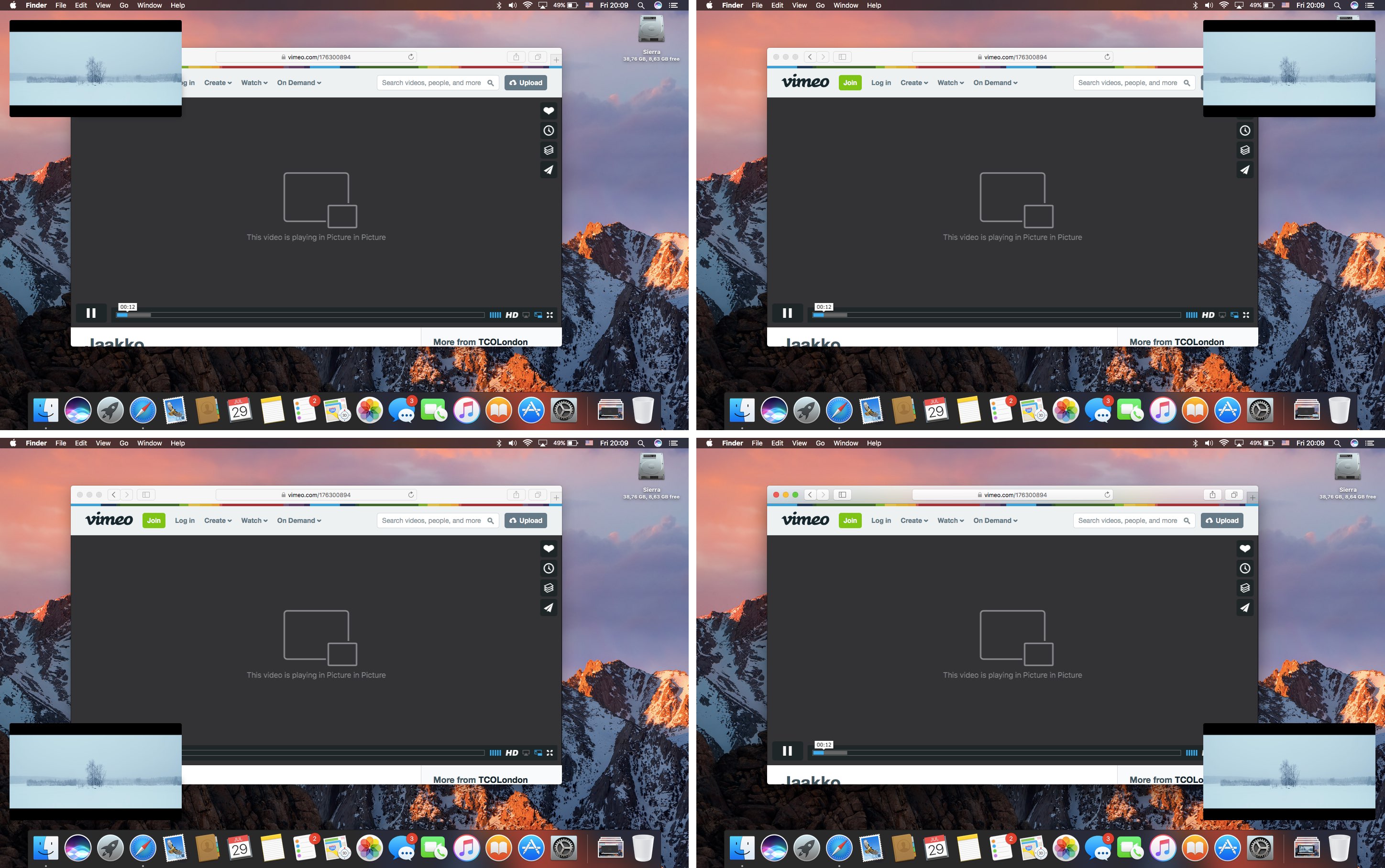 macOS Sierra Picture in Picture snapping Mac screenshot 001