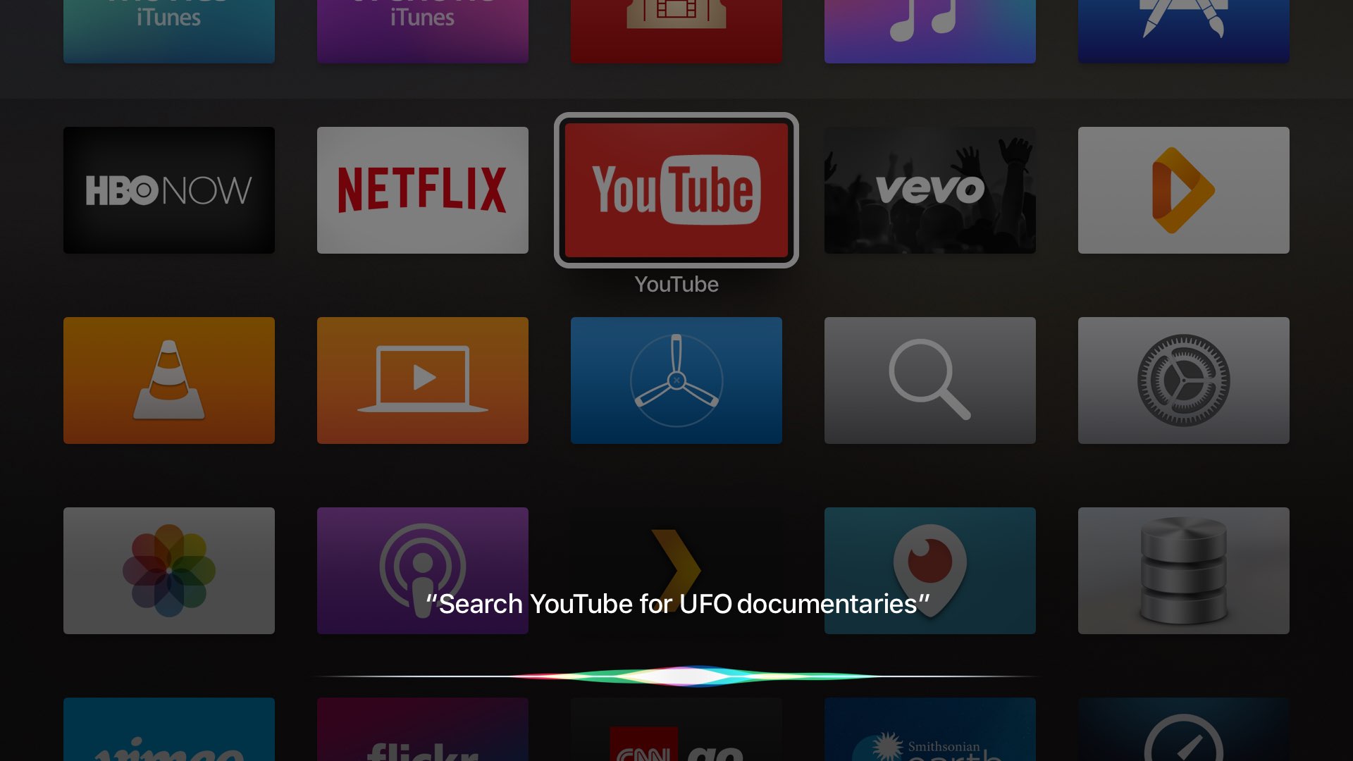 tvOS Siri YouTube search Apple TV screenshot 001