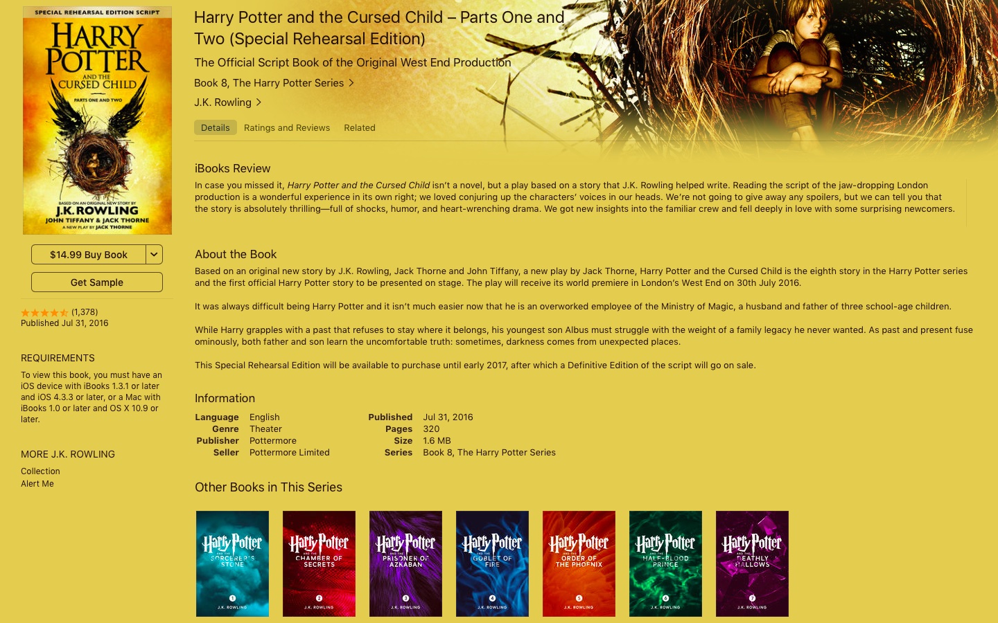 Harry Potter and the Cursed Child iBooks Store screenshot 001
