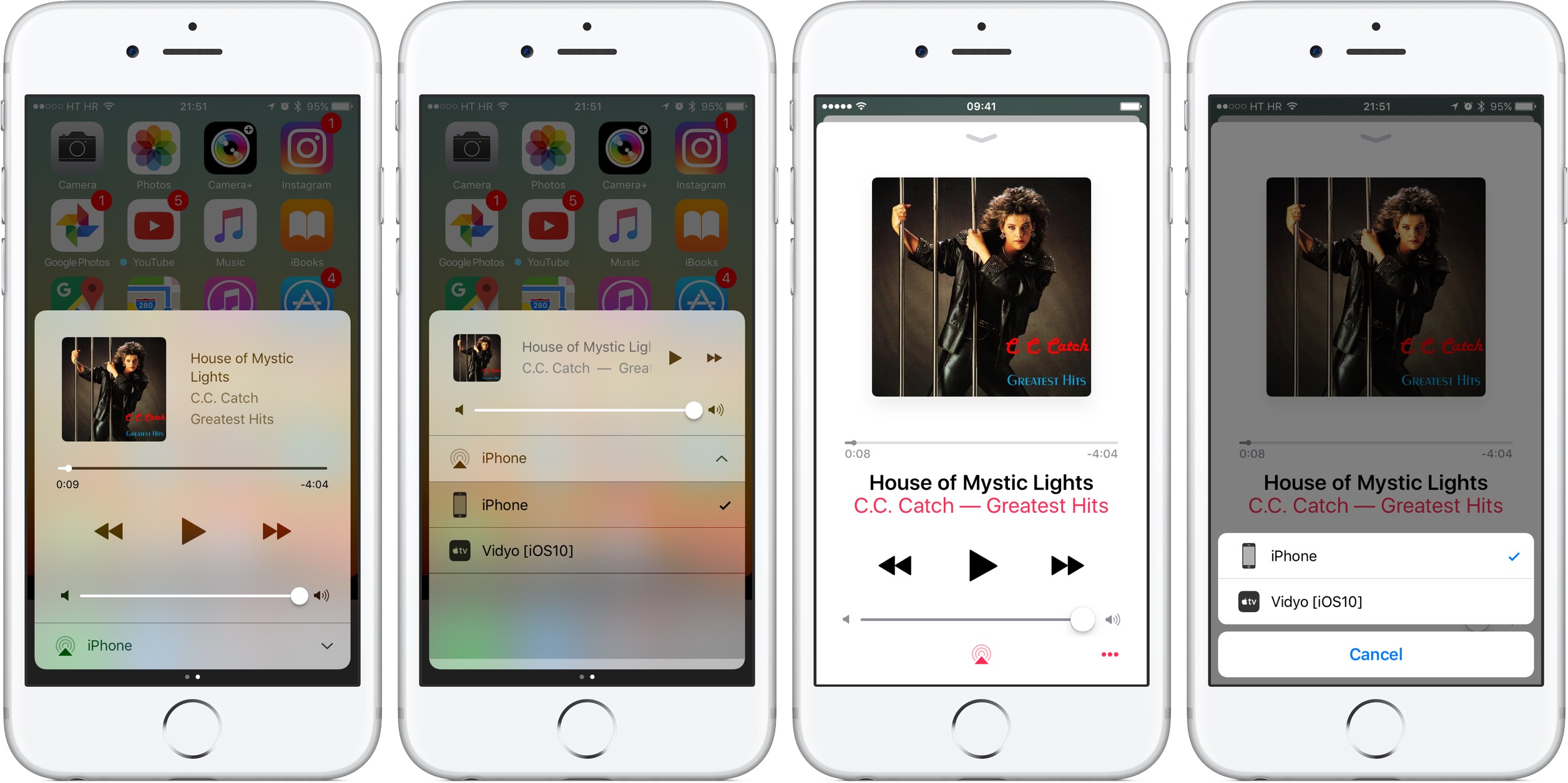 iOS 10 beta 5 audio device icons Music Control Center silver iPhone screenshot 001