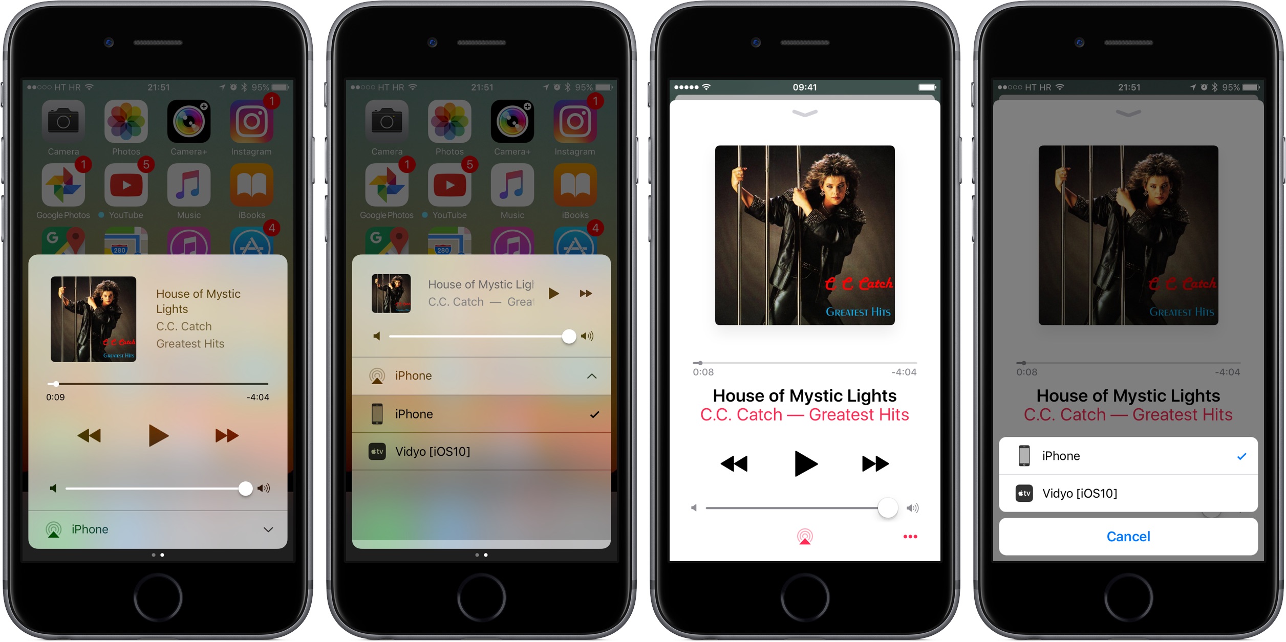 iOS 10 beta 5 audio device icons Music Control Center space gray iPhone screenshot 001